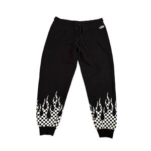 VANS Jogger Sweatpants Black with Checkered Flames Size Medium